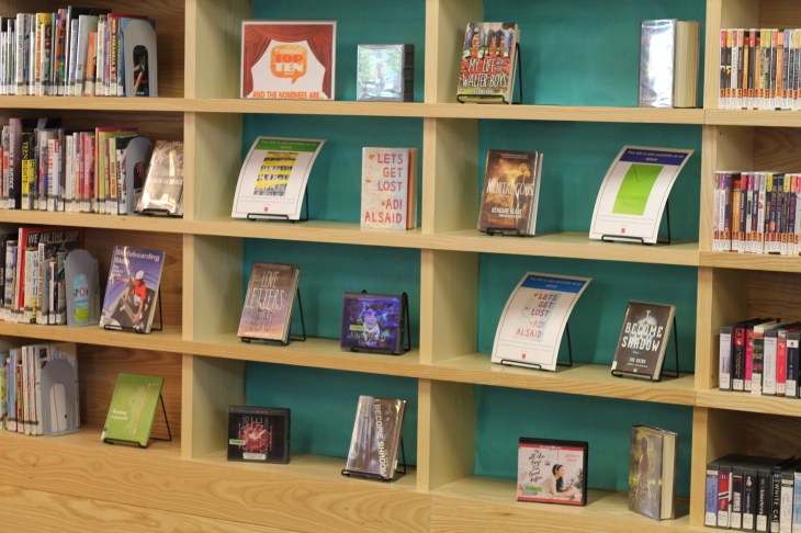 library display with ebook flyers